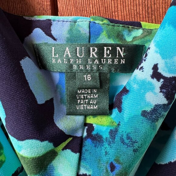 EUC Ralph Lauren Flora Sleeveless Drape Neckline Side Ruching Dress - Women's 16 - Picture 3 of 11